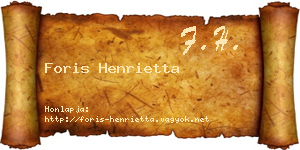 Foris Henrietta névjegykártya